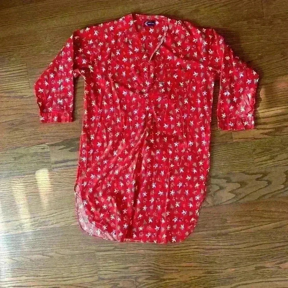 Knothe Christmas Tree Snowman North Pole Night Shirt Size Small Medium Cottage - Picture 10 of 10